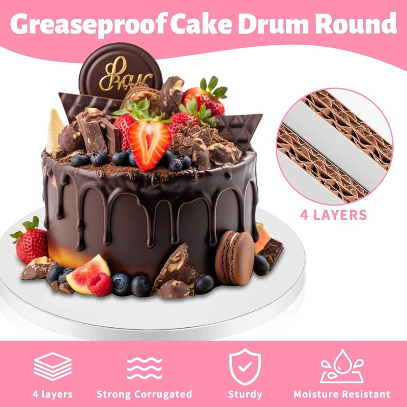 CHENZEM 12 PCS White Cake Boards 8 Inch Cake Drums with 1/2-Inch Thick Smooth Edges for Multi Tiered Birthday Wedding Party Cakes Board. (8inch(12pack)) - Image 3